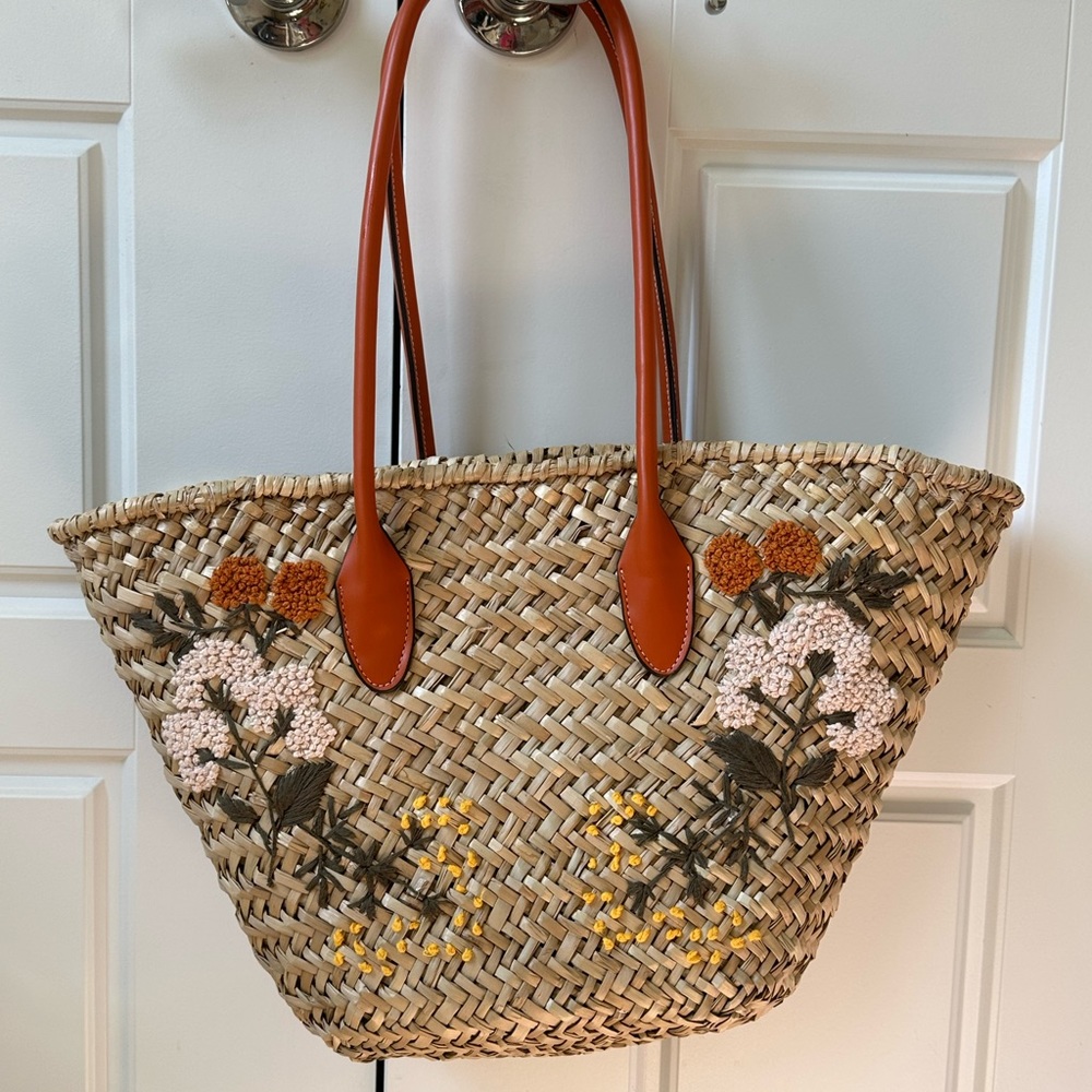 Zara embroidered basket bag  10.6 x 18.3 x 4.5